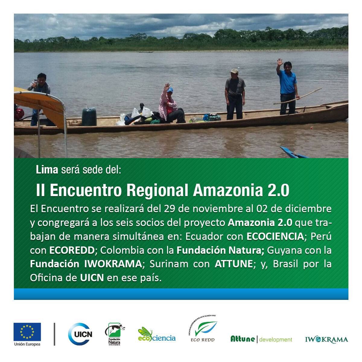 EcoReddpe's tweet photo. @UICN_SUR @UEenPeru 
Lima será sede del II Encuentro Regional de #Amazonia 2.0, donde participaran los seis socios del proyecto que trabajan de manera simultánea en: Ecuador, Perú, Colombia, Guyana, Surinam y Brasil.
Lee aquí la nota: https://t.co/f7B3kxyvs8 https://t.co/Y60Lxt5vcO