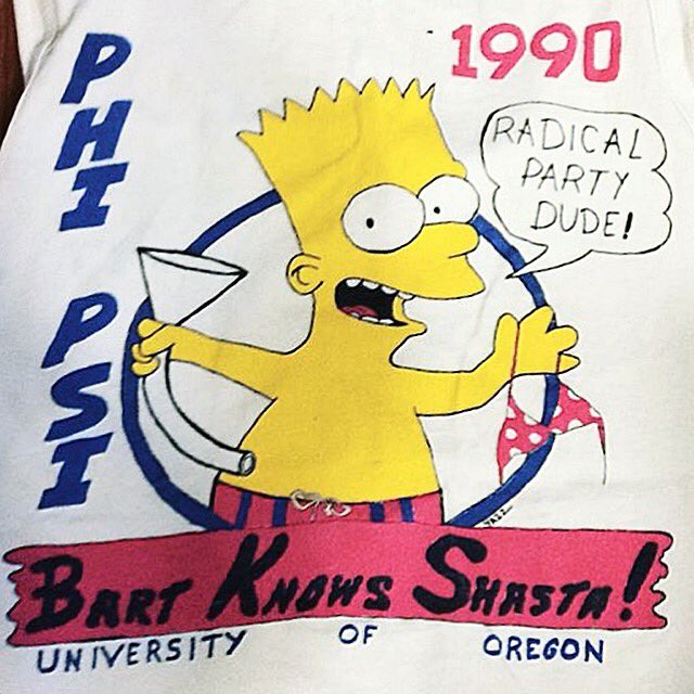 bootlegbart's tweet photo. #bootlegbart Courtesy of @lameysnott #partybart #fratshirt #phipsi #bartsimpson #90stshirt
#fraternitytshirt #thesimpsons https://t.co/jZdrE0flL3