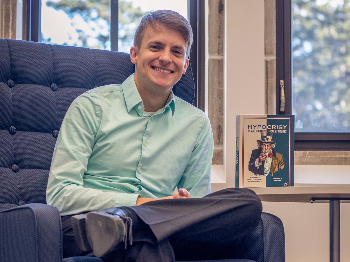 StOlaf's tweet image. "I believe it's the only political science book to reference the Ninja Turtles, the Venture Brothers, quantum mechanics, and the films of the Coen brothers," Professor Tim Collins '10 says about his new book. #MustRead #OleAlumni #OleAchievers bit.ly/2i1Vssk