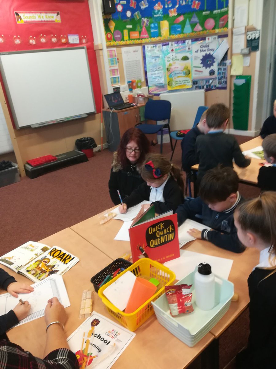 WBurghPrimary's tweet photo. Today we had a Book, a Biscuit and a Boogie to share what P2 and P3 have learned about their #ReadWriteCount books. #BookWeekScot #WillybugsReads  Parents and P7s came in to see what they'd been doing. https://t.co/Oom1ipd0r6