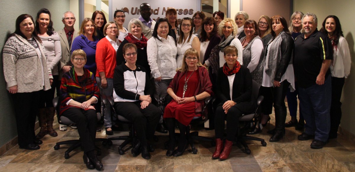 UnitedNurses's tweet photo. The elected District Representatives of United Nurses of Alberta gathered this week in #yeg for their first set of meetings since the October 2017 AGM. Members of the provincial board took a quick break this morning to pose for their annual group photo. 📸 #abhealth #canlab https://t.co/JJ4wSBjMMj