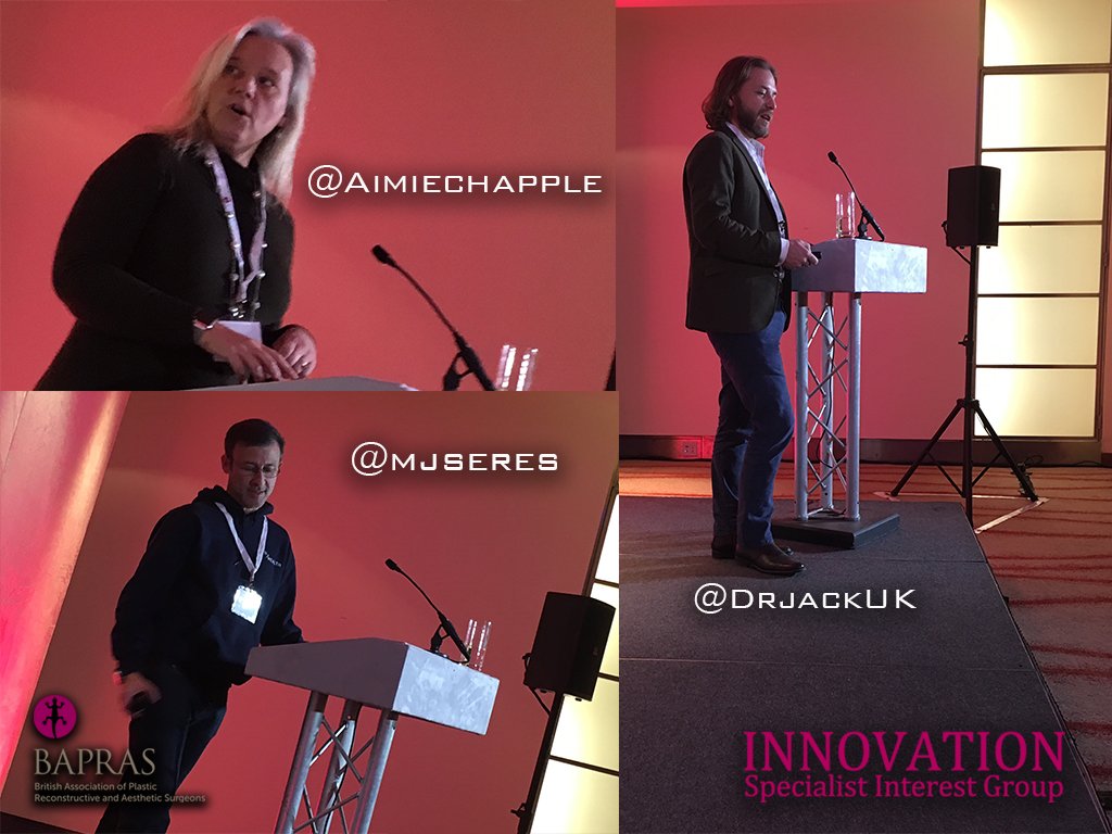 InnovationSIG's tweet photo. On behalf of the team, thank you to @mjseres @drjackUK @aimiechapple for helping to inspire #PlasticSurgery in the UK to #innovate! #WinterBAPRAS17 @BAPRASvoice https://t.co/LOp0Vbdhg5
