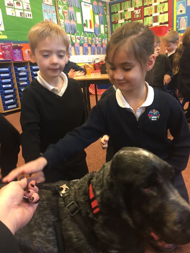 WBurghPrimary's tweet photo. Mr Scott and Lachie came to read to P2a. They loved listening to Mr Scott and cuddling Lachie. Lachie loved it too!! #BestDog #BookWeekScot #WillybugsReads Look at those smiles! https://t.co/EVeKDpGzYV