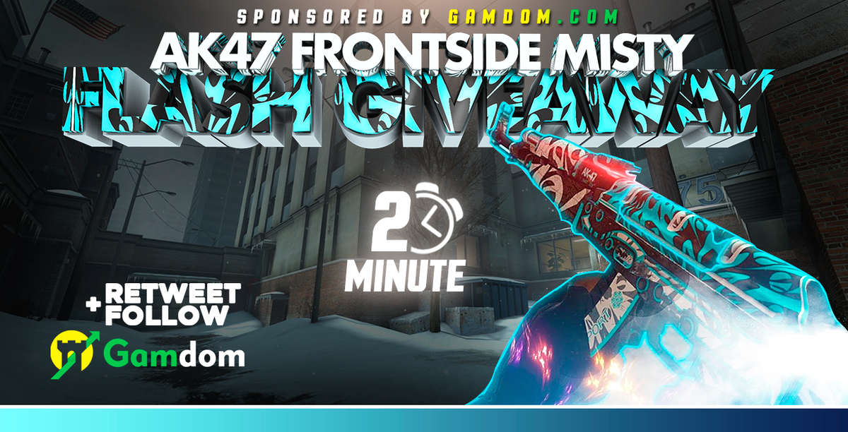 gamdom's tweet image. 🏆 Notification Squad Giveaway 🏆

🎁 Minimal Wear AK-47 | Frontside Misty 🎁

✅ Retweet
✅ Follow us
✅ AntiBot - Reply with 4th, 5th and 6th character of your "@"Twitter(In Order)
✅ Visit Gamdom.com

Winner will be picked in 2 minutes Good luck everyone!