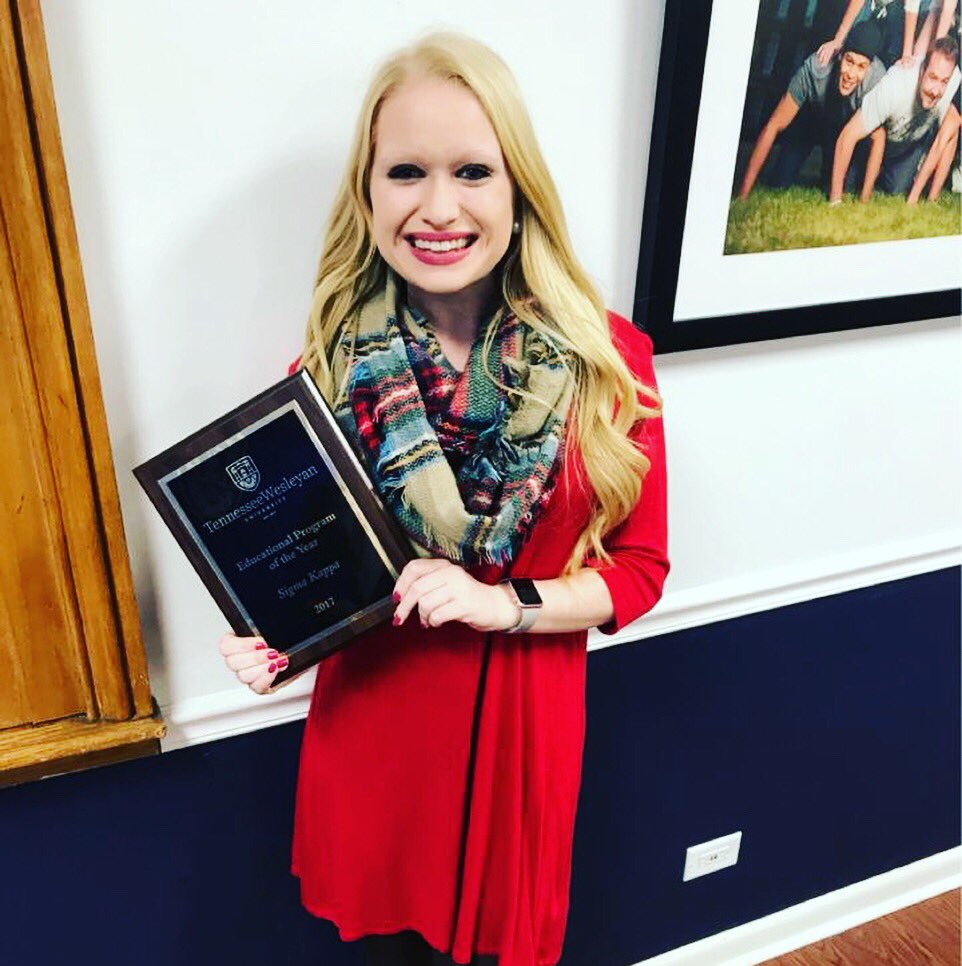 sigmakappa_tw's tweet photo. Chloe Nance, Sorority Women of the Year; Rachel Gallison, Greek Unity Award; Asia Roberts with Educational Program of the Year! What an amazing way to end the year! https://t.co/DjOLWSqolC