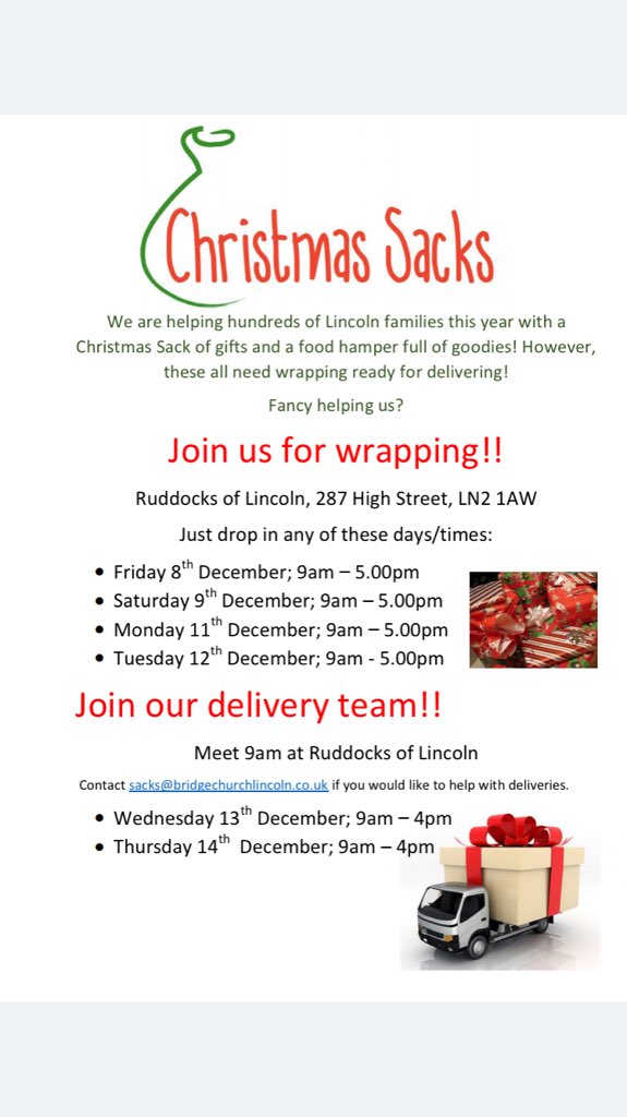 ChristmasSacks's tweet photo. @JonDavidMay Hi Jon! Other than giving to the project - we would love for you to get involved if you have the time? https://t.co/c7ALzgNTFh