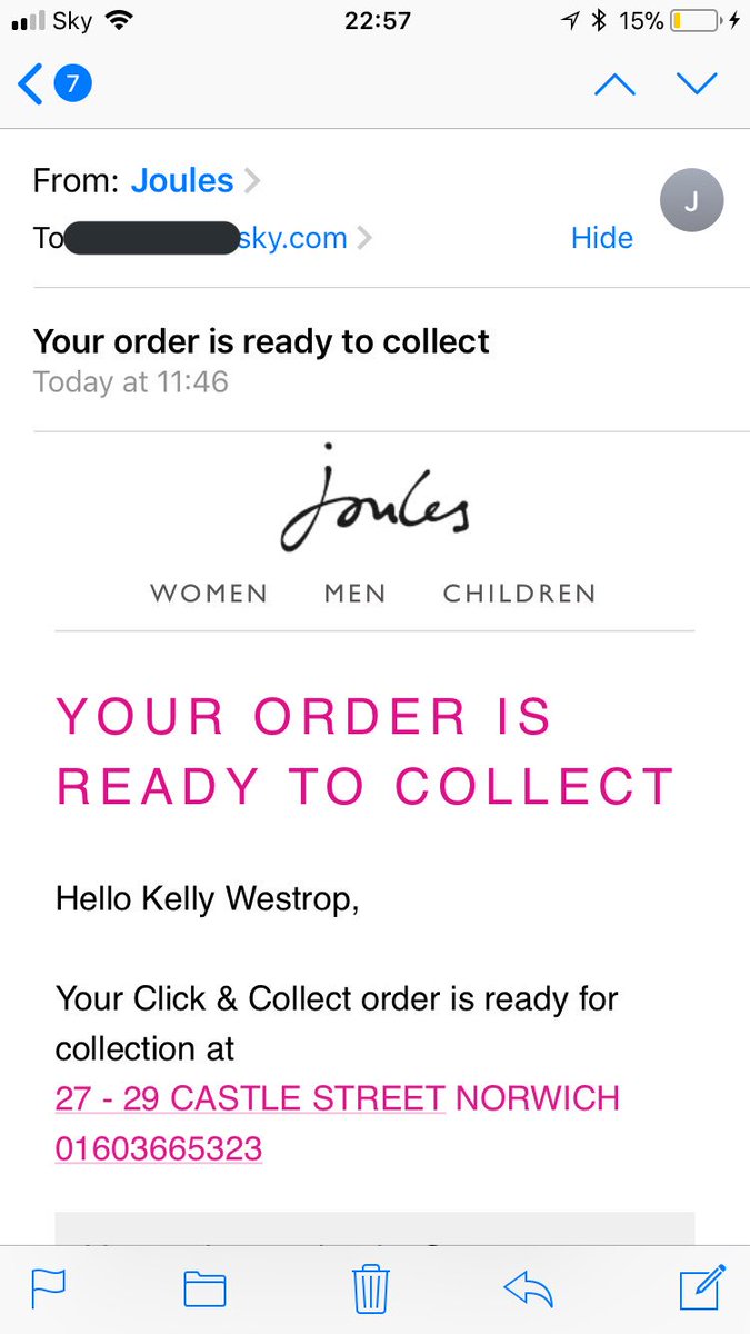 KellyElliff's tweet photo. @Joulesclothing  hi 👋 could you please tell me which 1 of the emails I have received is correct please? Don’t want wasted journey to store!x https://t.co/WX0bssX6QX