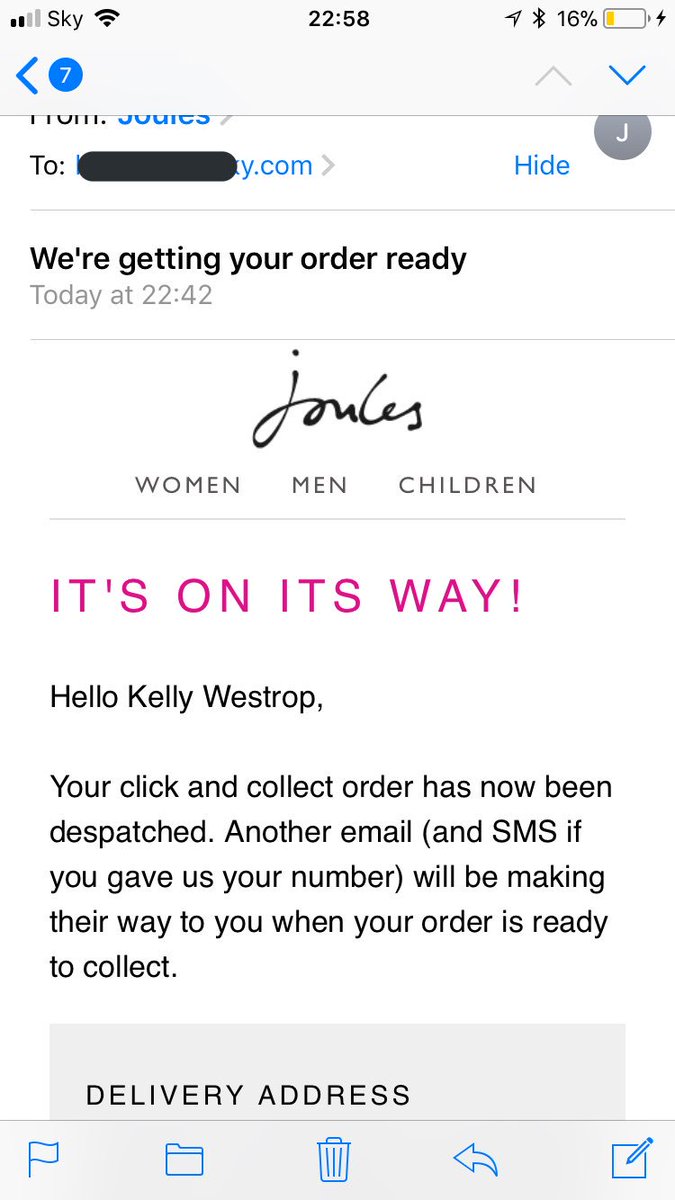 KellyElliff's tweet photo. @Joulesclothing  hi 👋 could you please tell me which 1 of the emails I have received is correct please? Don’t want wasted journey to store!x https://t.co/WX0bssX6QX