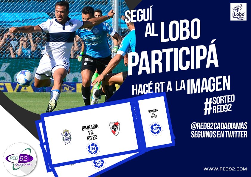 RED92cadadiamas's tweet photo. 🐺⚽️ #Superliga #GELP ¿Querés ir a ver al Lobo el domingo contra River? | La RED 92 te regala las entradas | ¿Cómo ganarlas? Seguinos en TW y dale RT al sorteo 😉 https://t.co/xstmafzBI6