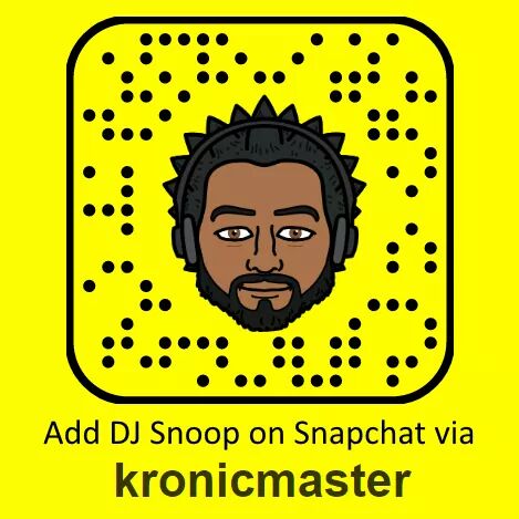 ScraggsAlley's tweet photo. Scraggs #UrbanAlley is back tomorrow night from 10pm with #DJSnoop. Give DJ Snoop an add on #snapchat by adding 'kronicmaster' or scanning the code! https://t.co/ZypISb2SWD