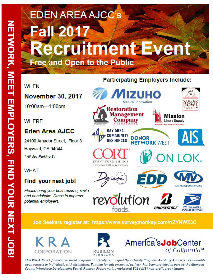 EdenAreaOneStop's tweet photo. Find your next job! Join us for our Fall 2017 Recruitment Event 10am-1pm tomorrow. Over 15 employers are looking to #hire. #JobFair #RecruitmentEvent https://t.co/CTYXkE8hoA