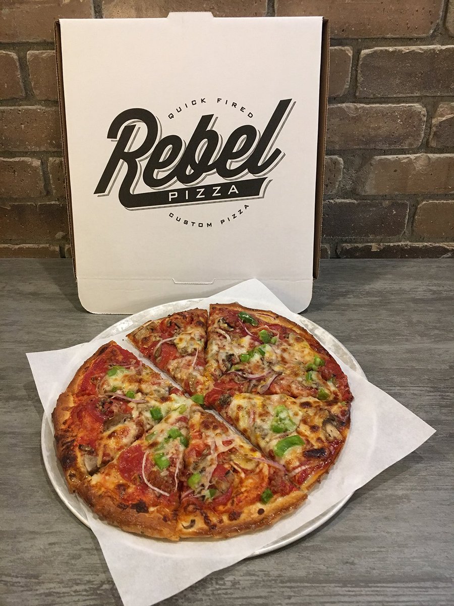 Introducing the Maverick another brand new Signature Pizza featuring Classic Rebel Red Sauce, pepperoni, side bacon, mushrooms, onions, green peppers and our Rebel Cheese Blend, just $10.49!