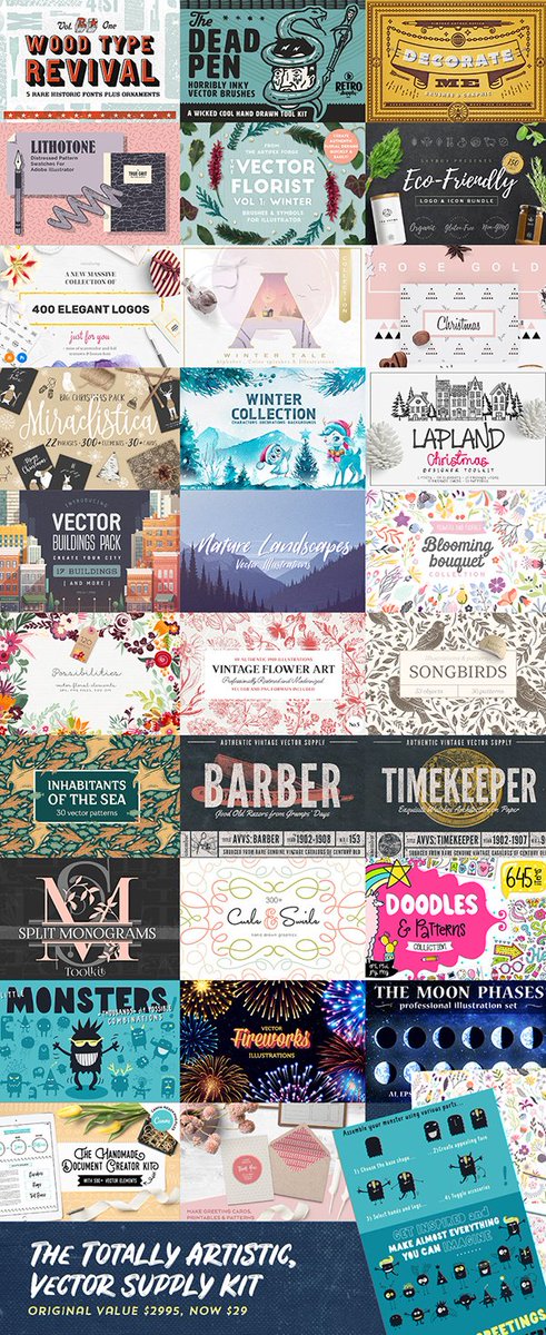 mhickeydesign's tweet photo. Want to be covered for any new project that comes your way? Vectors will be your best friends. Save 99% on these goodies from @designcutsdeals for a limited time: https://t.co/LttmIn2HYX #creators #graphicdesign #bloggers #adobeillustrator #vectorlove https://t.co/z8529YDJtB