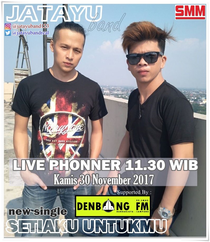 Denbang995FM's tweet photo. #InterviewByPhone Today Kamis 30.11.2017
@jatayubandreal #Kupasingle #SetiakuUntukmu
Cc: @smm_records 11.30 WIB
DiKawal Host @SietoxDJ_RDB
MD: @KiaHarvesya
StayTune #SimpatisanRadioDenbang
DiProgram #BRISIK Rubrik Informasi & Musik https://t.co/jT6ExwH8rP