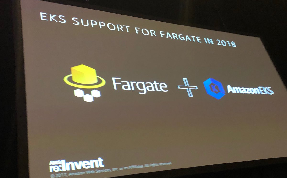 An hour ago <a href="/awscloud/">Amazon Web Services</a> introduced their managed Kubernetes #aks. Now they announcing serverless container management platform #fargate <a href="/AWSreInvent/">AWS re:Invent</a>, waiting for 2018