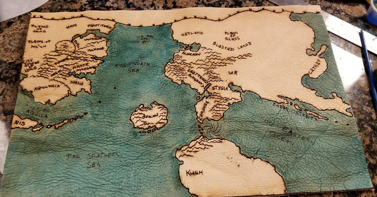 SoulBoundLeathr's tweet photo. Progress on laser engraved leather map! Made witrh @lagunatools #laserec #laser #lasercut #laserengraved #leather #map #leathermap #custom #custommap https://t.co/9wo6IAH8dd