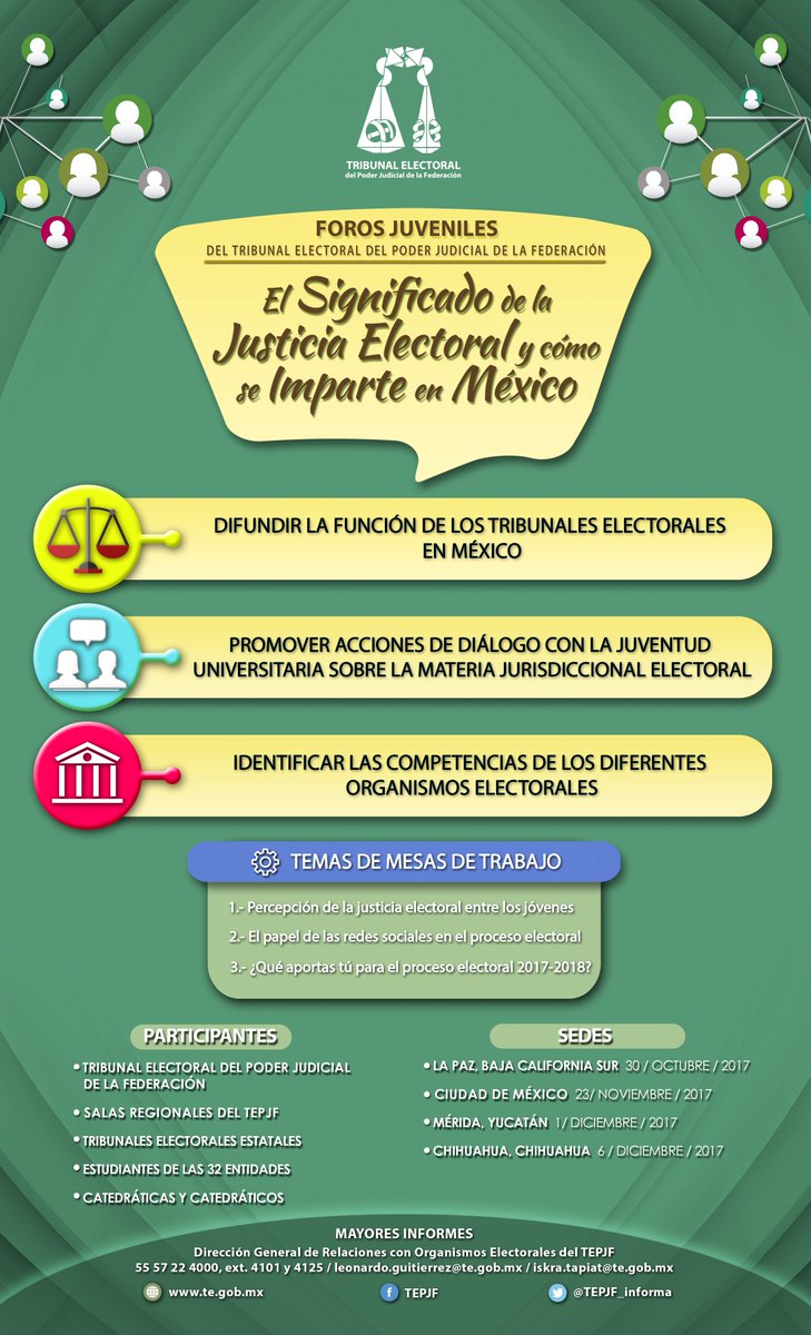 TEPJF_informa's tweet photo. El #TEPJF promueve entre estudiantes universitarios un mayor y mejor conocimiento sobre la materia electoral. #ForosJuveniles #Viernes 1° de diciembre en Mérida, Yucatán https://t.co/ahUlH9ASHa