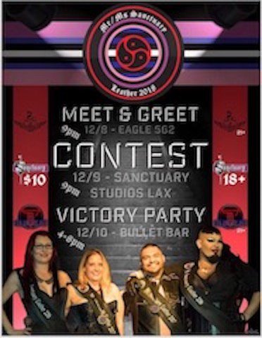 LAKinkCalendar's tweet photo. Mr/Ms Sanctuary Leather 2018 Contest - https://t.co/ZKVMgFr7z6
Find out who will be the next Sanctuary Leather titleholders! There ... https://t.co/tBrW5AIWgb