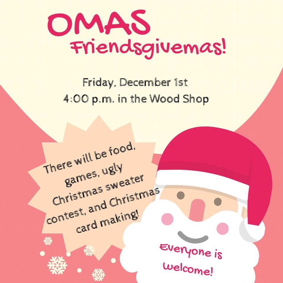 OMAS_MSU's tweet photo. Come join our Friendsgivemas party on Friday!! https://t.co/kV1VdjRd7p