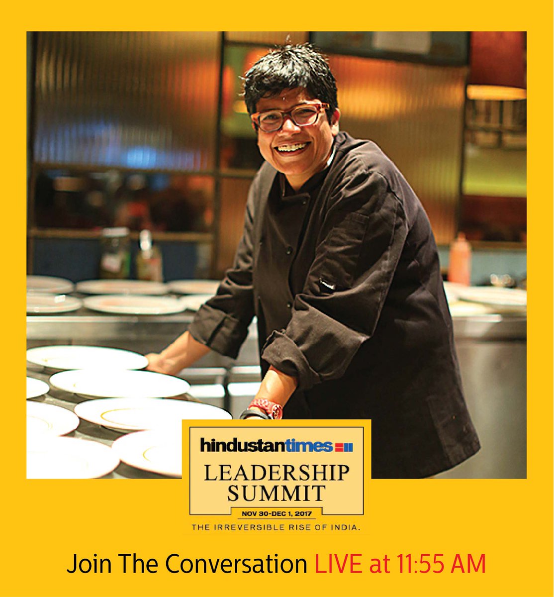 Watch @chefritudalmia Live at the HT Leadership Summit 2017. In Conversation with @TheVikasKhanna @GAGGANBANGKOK live at 11:55 AM.#HTLS2017