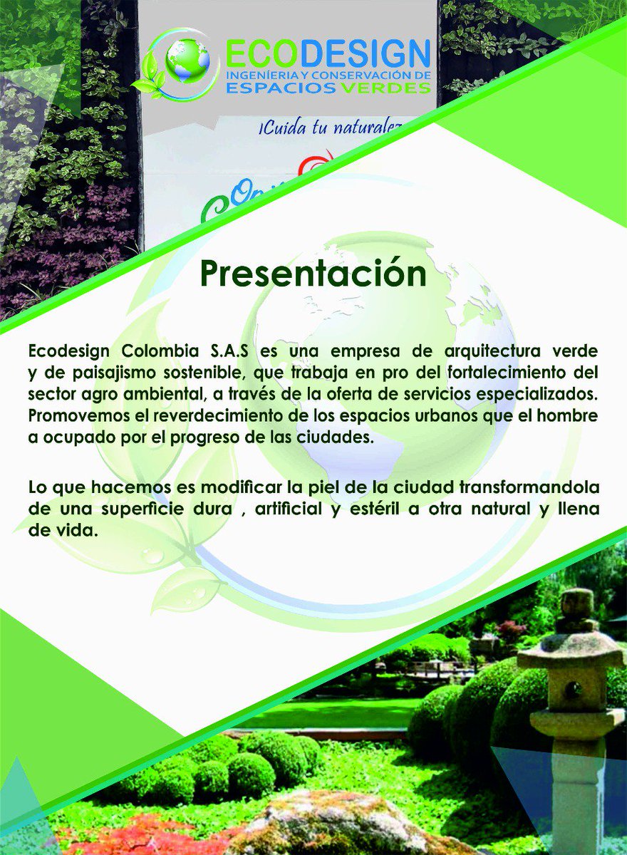 EcodesignColsas's tweet image. Ecodesign Colombua S.A.S.  Ingenieria y Conservación de ESPACIOS VERDES.