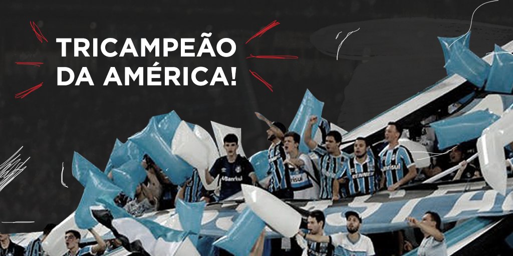 E O PLANETA ACABÔ! SOY LOCO POR TRI! Pelo placar de 1x2, o Grêmio conquista o tricampeonato da #LibertadoresBridgestone e traz a taça para o Brasil! A #TorcidaBridgestone já pode comemorar. #PneuéBridgestone #Libertadores2017