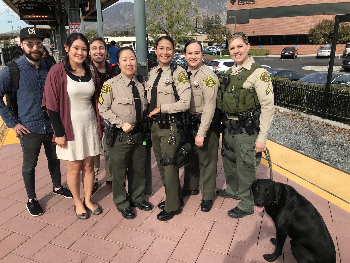 TransitLASD's tweet photo. Dep “Wally” Bracks expl’ing on camera @metrolosangeles Arcadia Gold Ln Sta how #LASDTransit keeps u safe when u #gometro Thx @annanotation @joseph_lem & Metro smem team 4 incd’ing us in ur public safety message https://t.co/KDOpALjMKe