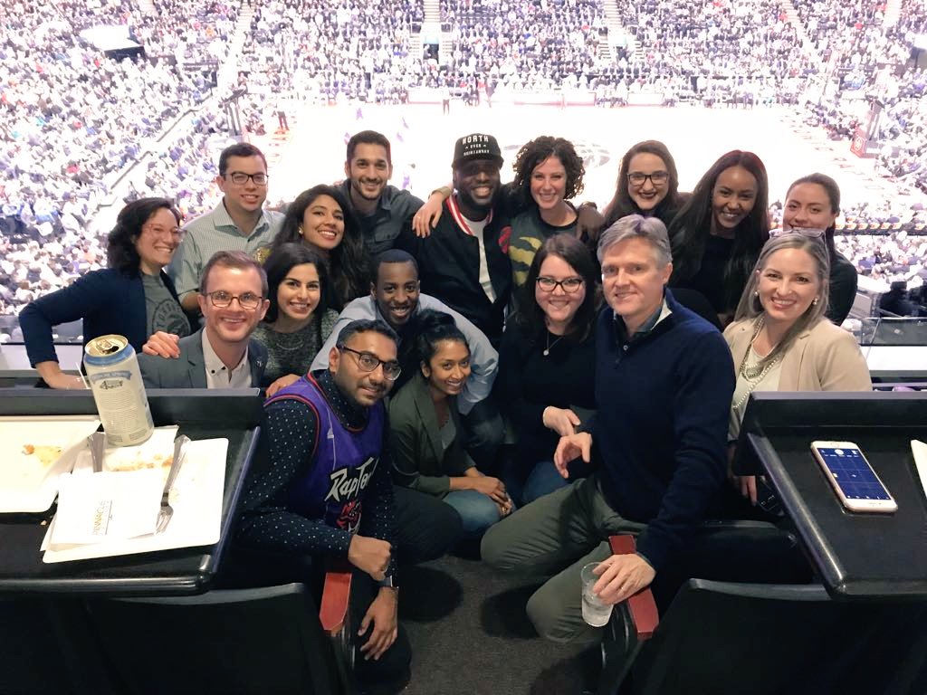 elnonline's tweet photo. Celebrating an awesome year together with the #elnexec thanks to @CivicActionGTHA @strizzzy @Raptors #rtz 🏀🏀🏀 https://t.co/J0n2e8ivbS