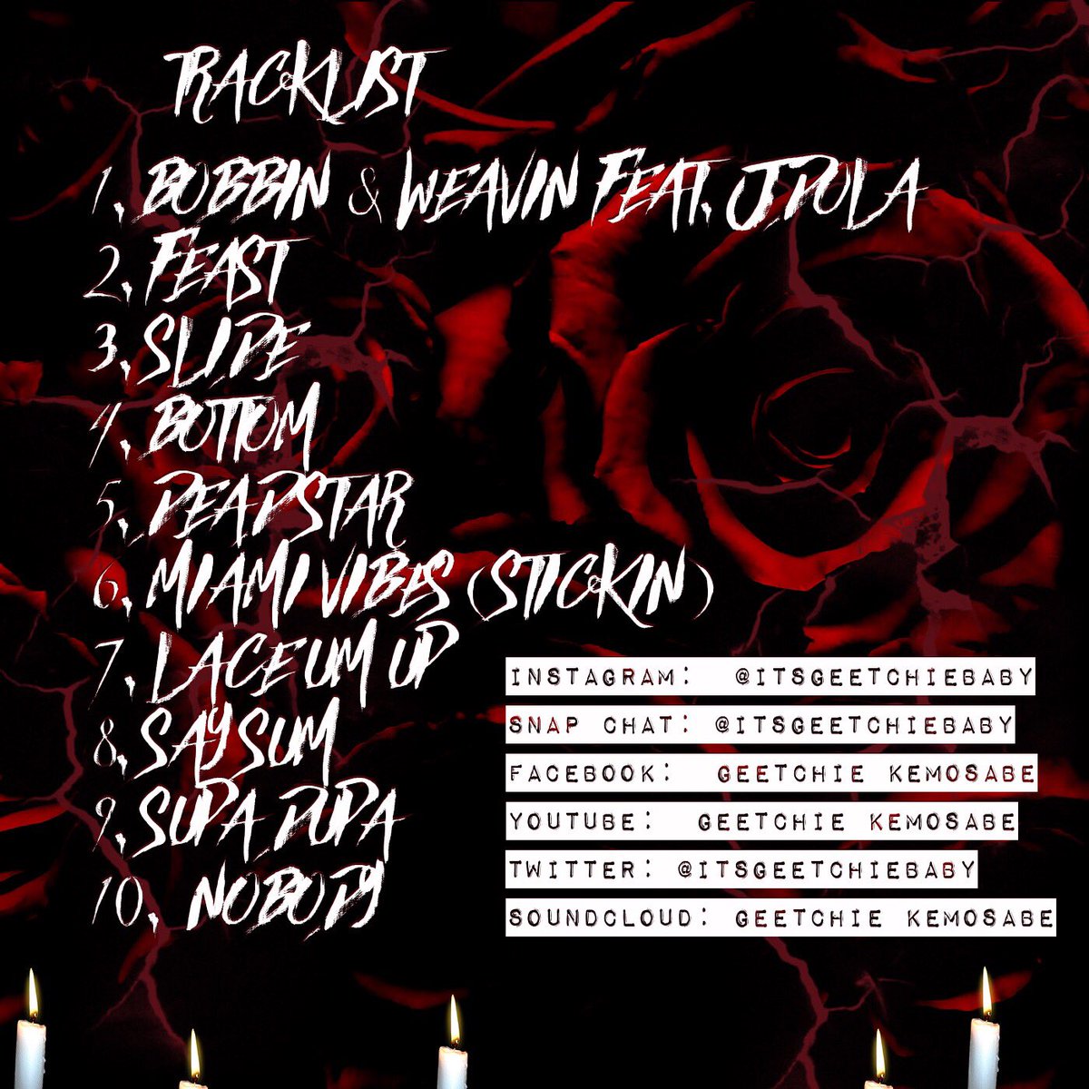 DesignHallGfx's tweet photo. Candles &amp; Roses Mixtape Cover. Shoutout @itsgeetchiebaby.                         #MixtapeCover #Mixtapes #Coverart https://t.co/tJAq3nrEus