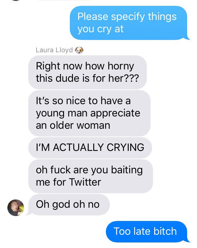 LauraCrying tweet picture