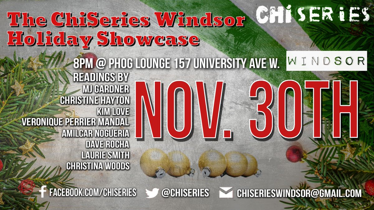 c_a_woods's tweet photo. Very excited about reading @ChiSeries Windsor tomorrow night! Thanks to @C_Laforet and @Ben_VanD for all their hard work in organizing this event. #Chiaroscuro https://t.co/weQ4P8l32i