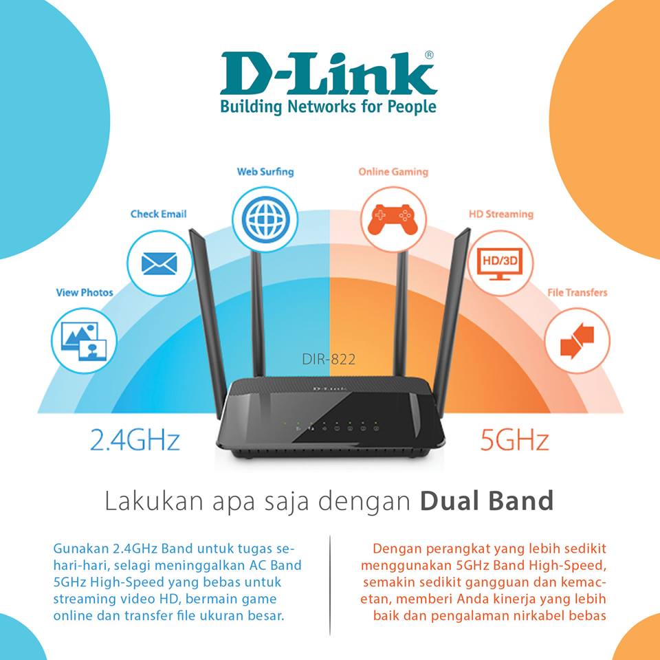 DlinkID's tweet photo. Suka web surfing? Online gaming? ataupun streaming? Lakukan apa saja dengan DIR-822 Wireless AC1200 Router!
.
.
.
#DLinkID #Dlink #router #wirelessAC # RouterAC #DualBand #Internetkencang #internet #smarttech #tech #infotech https://t.co/AsD1tQemRp