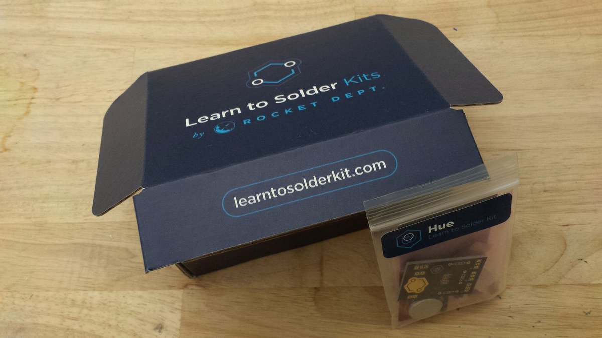 Our Hue learn to solder kits from <a href="/RocketDept/">Rocket Department</a> arrived, and we'll be soldering 'em up in our Making Social Change sociology + making class next week! learntosolderkit.com  @DianeECarlson #makered