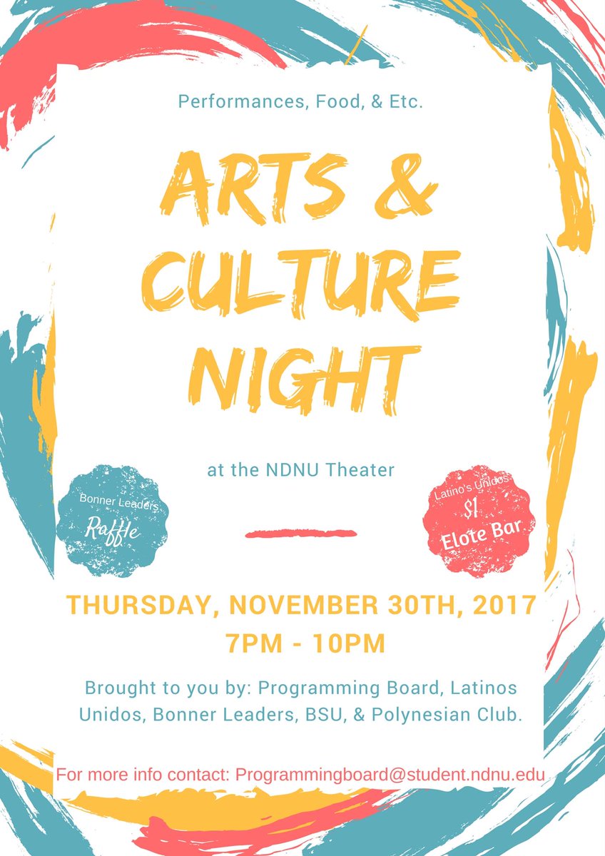 NotreDameCA's tweet photo. Discover arts and culture at #NDNU: The Programming Board invites you for an evening of #Elote snacks, #VR exhibits & dance performances: #Bollywood, #ChineseLion Dancing, #PolynesianDancing, #TaikoDrumming and #Mariachi at the NDNU Theatre on 11/30. See you there! https://t.co/gzyfeIuxjH