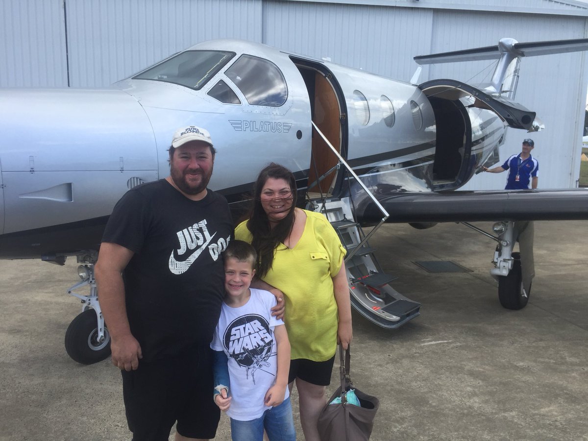 Wings4Kidz's tweet photo. Great to catch up with Oscar and his family again today, and it’s time for them to head back home. Have a great flight guys! 😊 #supportingregionalfamilies #charity #PC12 https://t.co/iwUyN6Mmf8