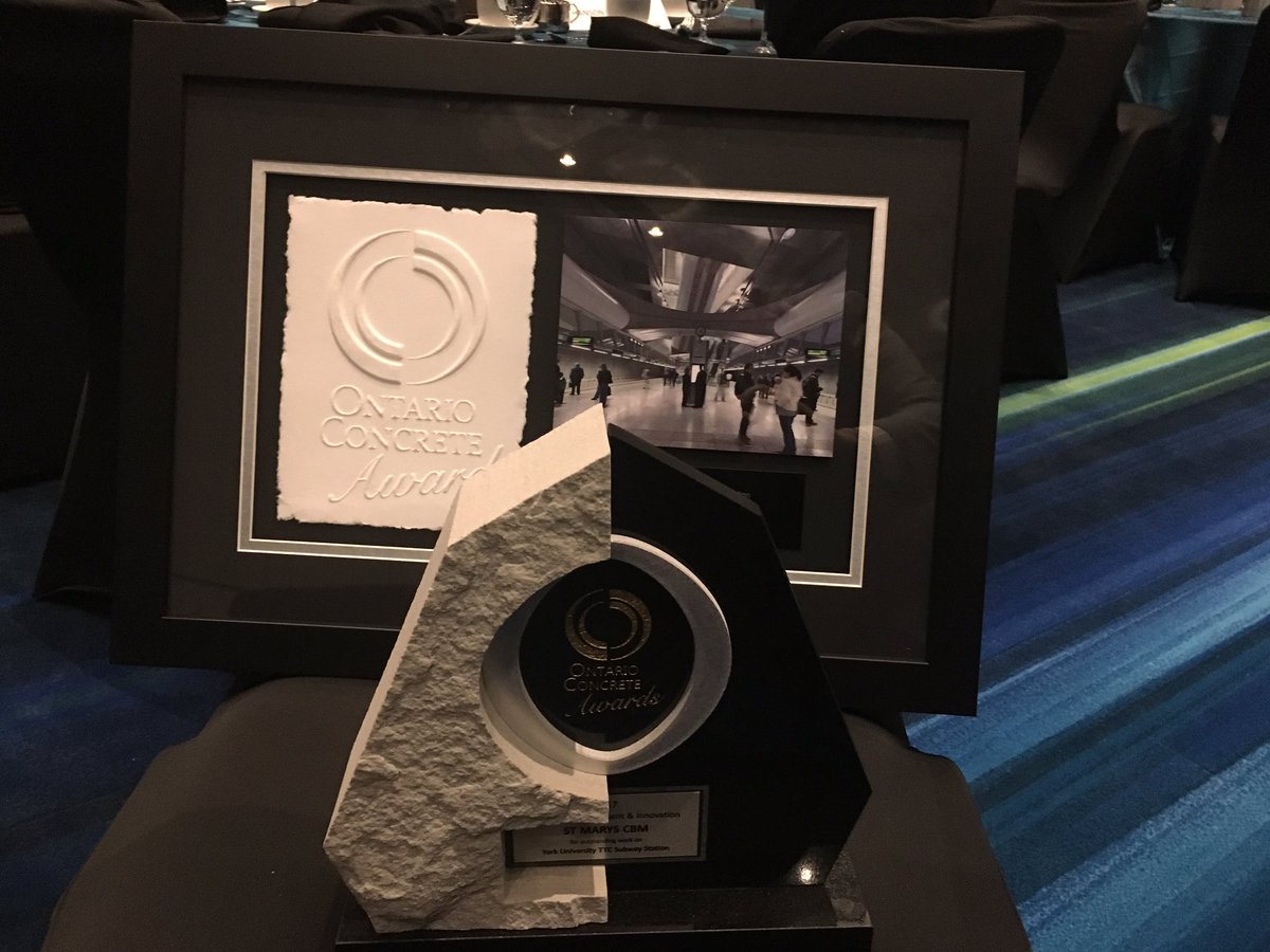 Material Development and Innovation Concrete Award for all the specialty concrete used at York U TTC Station built by <a href="/EllisDon/">EllisDon</a>