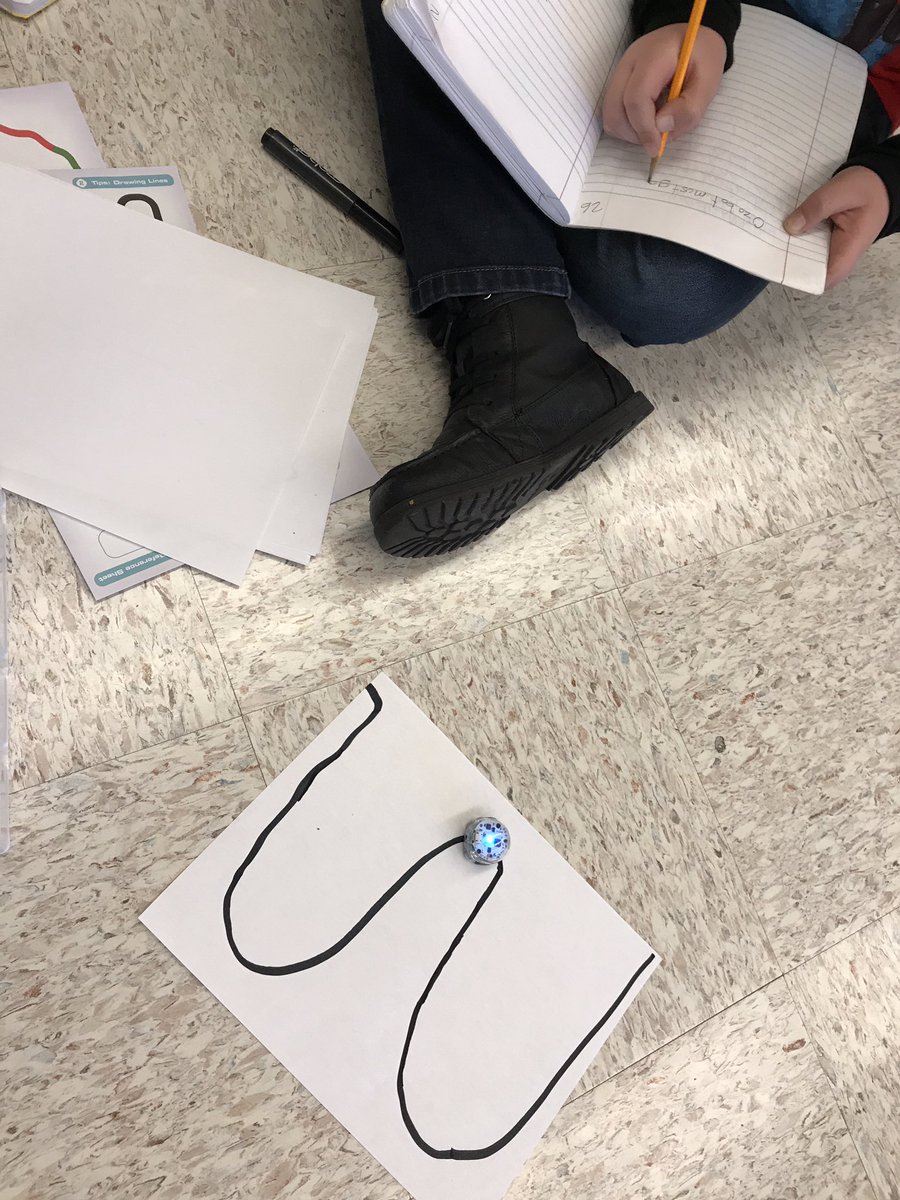 cohen4th's tweet photo. We're writing our Ozobot journeys and then constructing their paths. Settings include dark forests and ocean fortresses. #PFThinkers #BASDPride https://t.co/BKSzeDKrfw