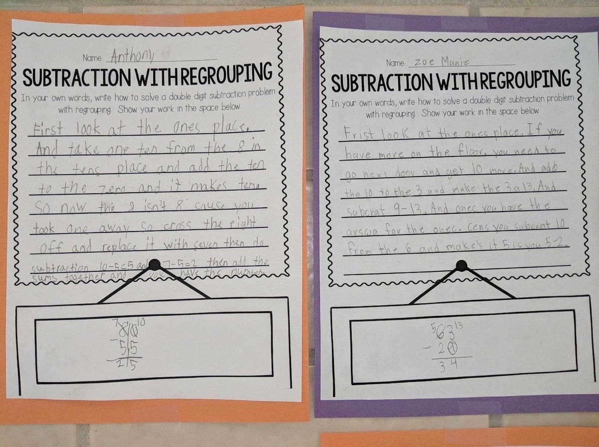mindytrinidad's tweet photo. 2nd graders explaining how to solve their 2 digit subtraction problem ! #PisdMathChat #We_Pride https://t.co/wsJaTRNxKb