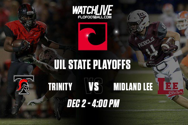 Hyped for this third round UIL football playoff matchup.

Watch @MidlandLEE vs <a href="/IAR2_Football/">TrinityTrojanFB</a> LIVE on FloFootball! bit.ly/2nh353F