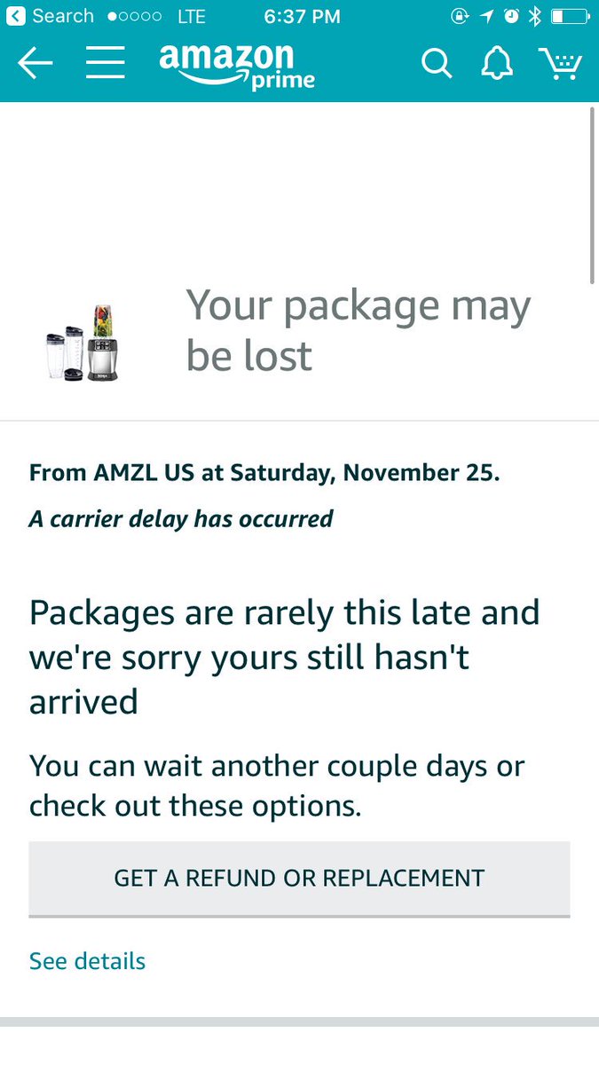 Emily__Rackley's tweet photo. @Stace_Mc26 @amazon you're not alone "2 day shipping" during the holidays apparently doesn't apply either https://t.co/5g5zPgzGvR