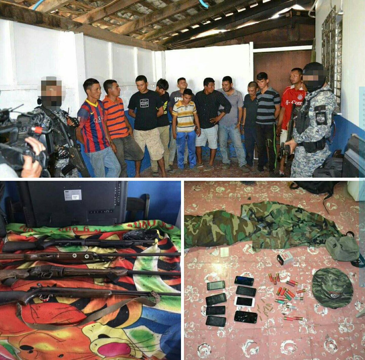 UberSV's tweet photo. Múltiples capturas e incautación de armas, ropa militar y celulares tras intenso operativo policial en el municipio de Tecoluc, #SanVicente https://t.co/MDnwbZluF4