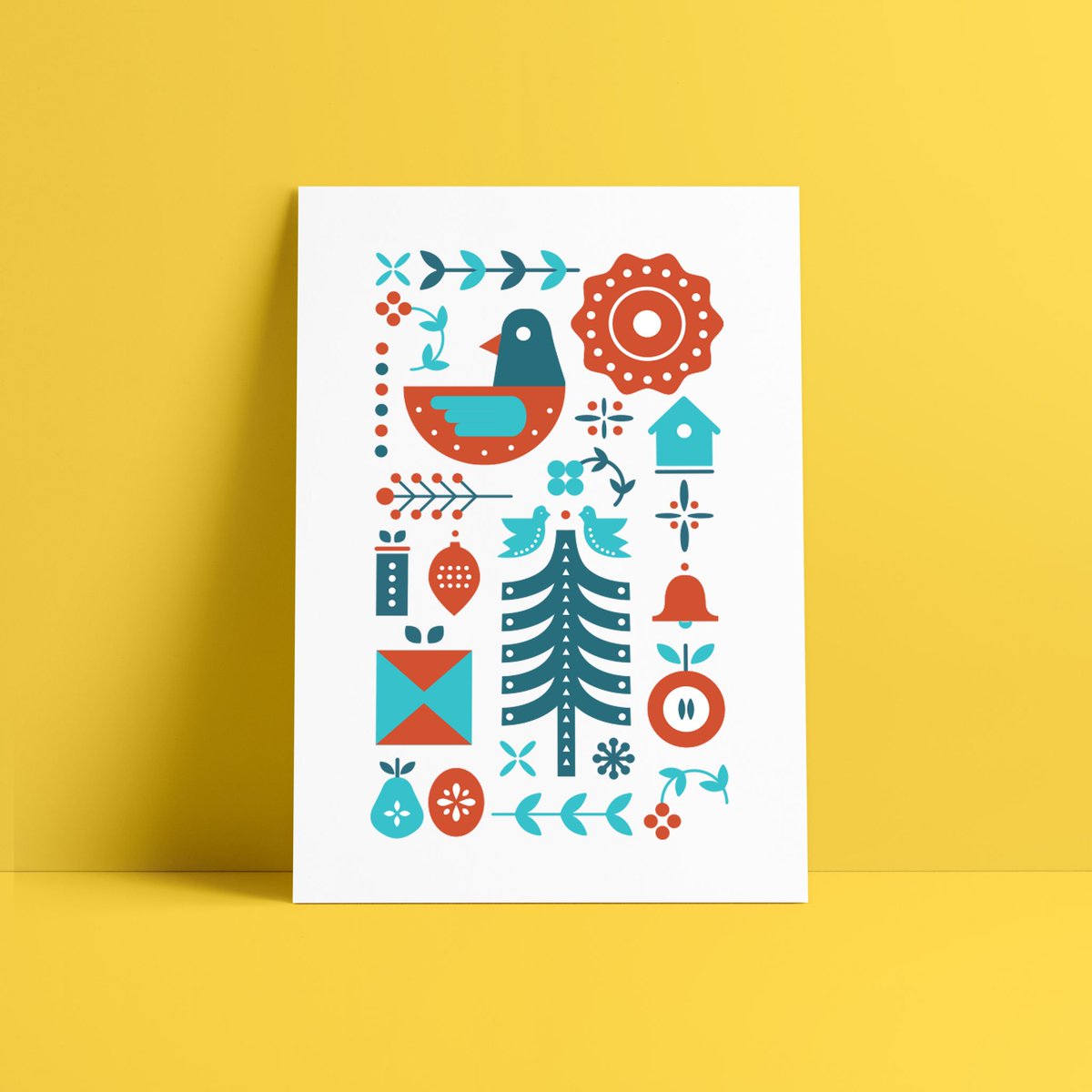 Amy_LouiseBaker's tweet photo. Festive greeting card designed for #dsgnmark ! Inspired by Scandinavian folk art. #folkdesign #flatvector #illustration https://t.co/Pip6FKQVOI