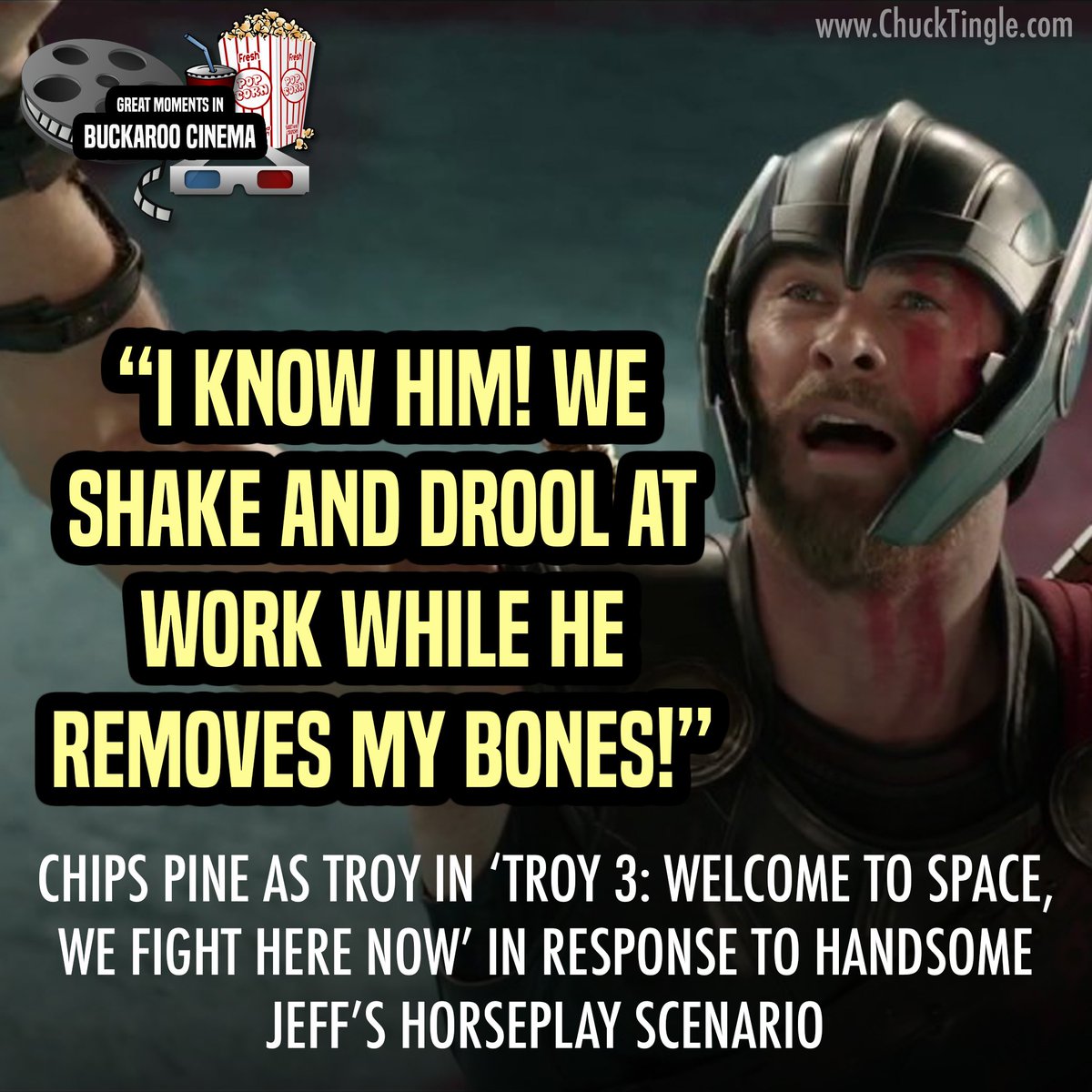 ChuckTingle's tweet photo. cant believe this CLASSIC LINE to break the tension of handsome jeffs horseplay scenario #classicway #weallknowthisclassicmoment https://t.co/X6HePYDTeU