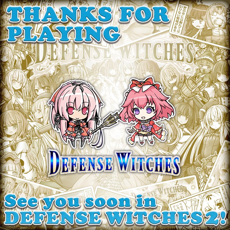DefenseWitches's tweet photo. お久しぶりなのだ。
今日の15時にディフェンスウィッチーズは終了するのだ。
今までありがとうなのだ！
ゲーム内のお知らせも更新されたから、よかったら見ておいてほしいのだ。 https://t.co/zTRfZQk9hA