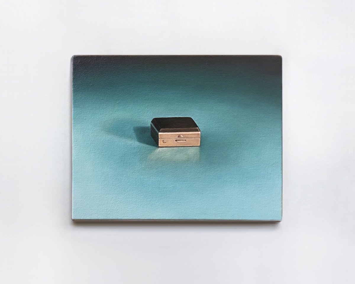 Pillbox (I carry it with me everyday), oil on canvas, 8” x 11” #NYCart #painting #pillbox #life