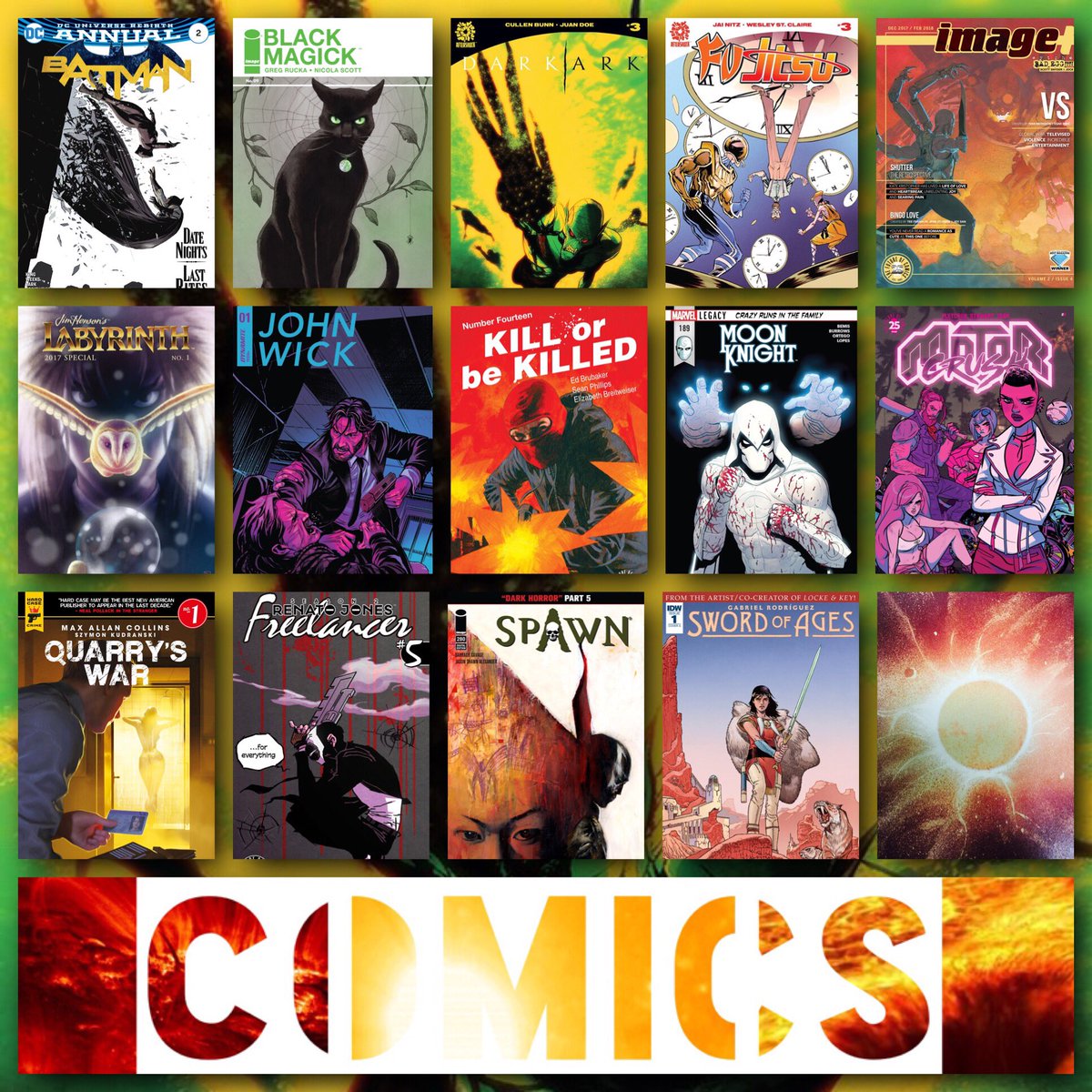 SunspotsComics's tweet photo. #NCBD!! #batman #blackmagick #darkark #fujitsu #imageplus #labyrinth #johnwick #killorbekilled #moonknight #motorcrush #quarryswar #renatojones #spawn #swordofages #newcomicbookday #newcomicbooks #nerd #fun #superheroes #comicbooks #comicbookrecommendation #comicbookpodcast #geek https://t.co/SDvdELoIxc