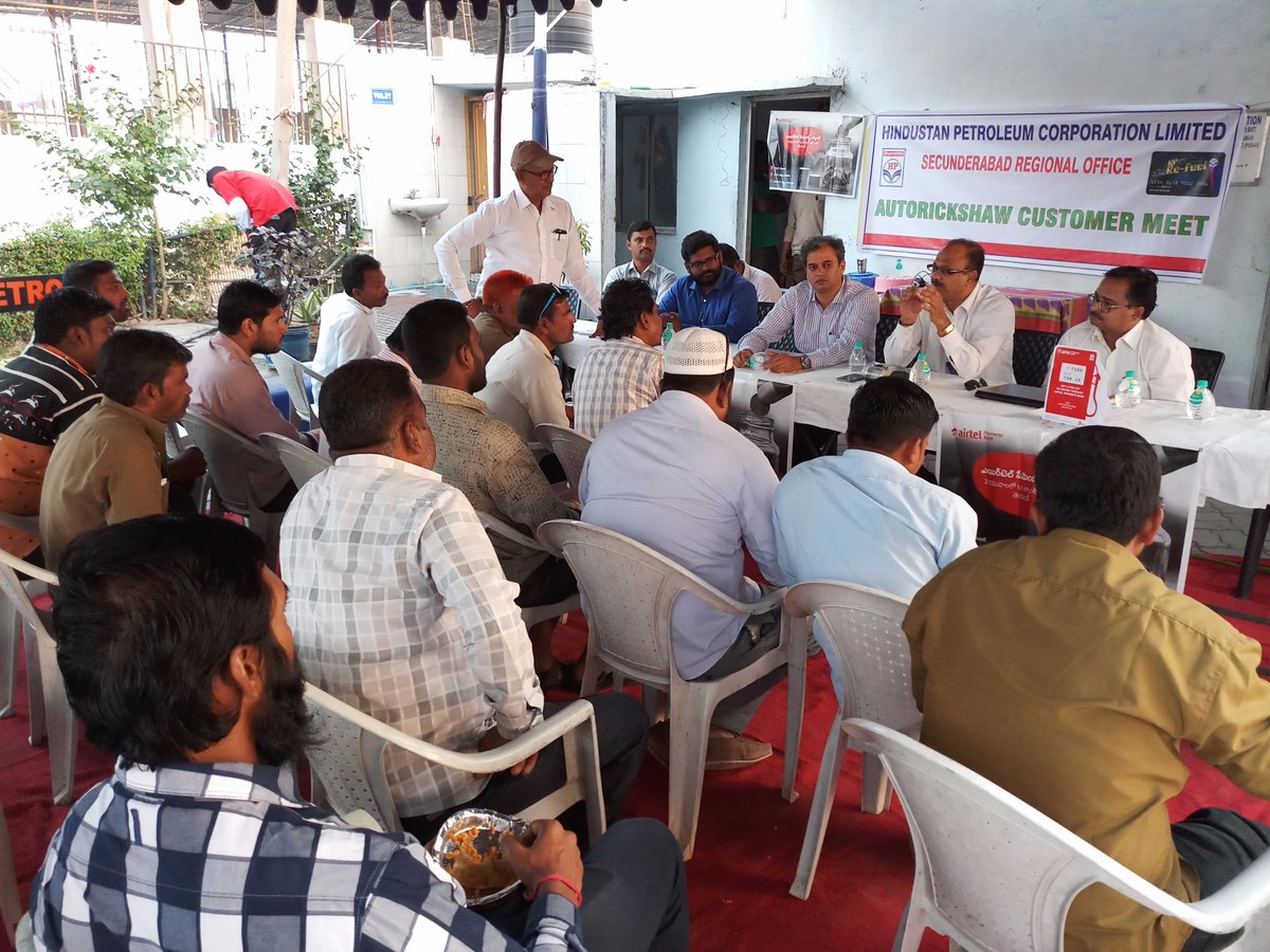 Sandeep_HPCLSCZ's tweet photo. Auto Rickshaw Customer meet at Hyderabad yesterday in presence of GM-Loyalty, DGM-Retail SRO and ZC-Loyalty SCZ. Enrolled Auto drivers in APBL and Refuel digital. https://t.co/sV5wmGHC5d