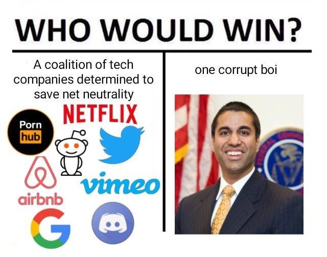 AlphaOmegaSin's tweet photo. Place your bets
#NetNeutrality https://t.co/wu0ll1Jpeo