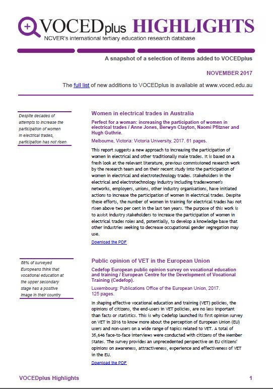VOCEDplus's tweet photo. The latest edition of #VOCEDplushighlights is now available at https://t.co/5mXYu6WLFm Check it out for a taste of what's new in VOCEDplus. https://t.co/RogQeImgJT