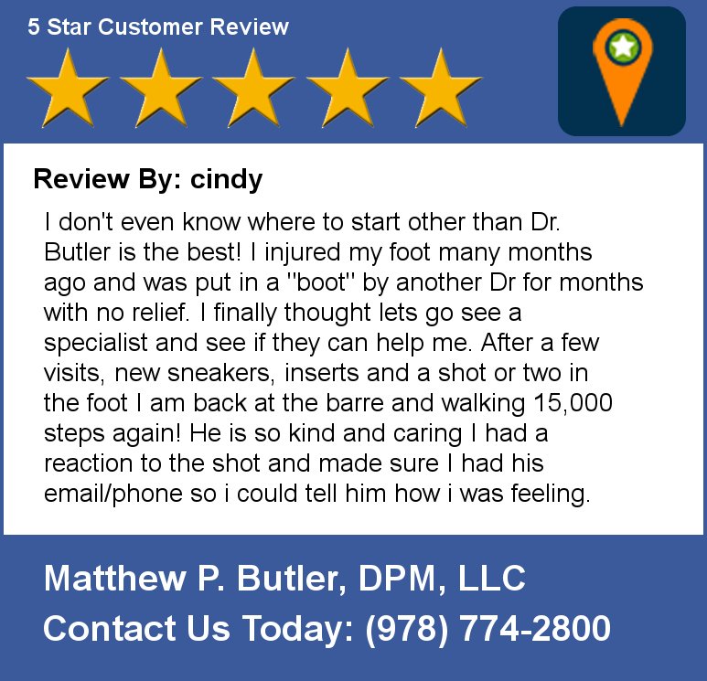 MassFeet's tweet photo. Review By: cindy  I don't even know where to start other than Dr. Butler is the best!  I injured my foot many months https://t.co/nFRcFgDOzd
